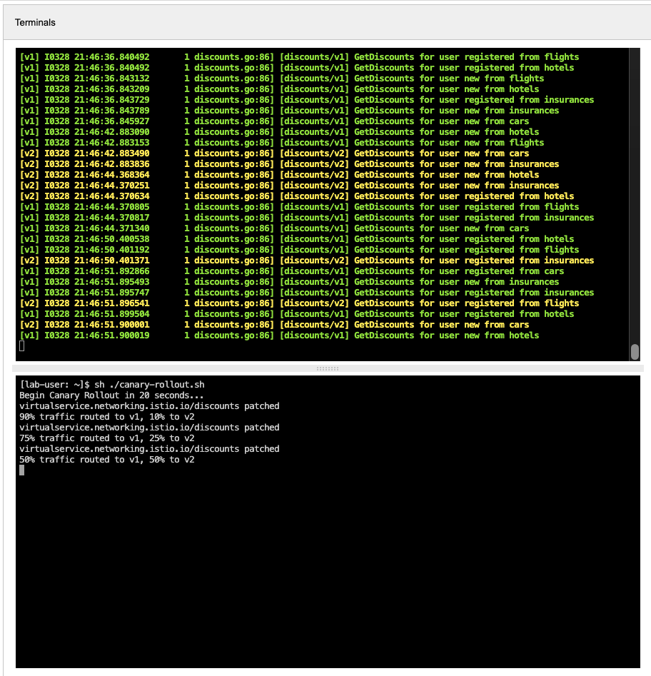 log output 50 50 rollout